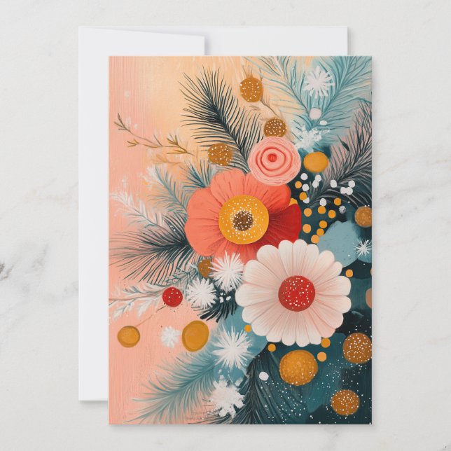 Cartes Pour Fêtes Annuelles Floral de Noël scandinave (Devant)