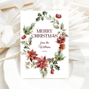 Cartes Pour Fêtes Annuelles Floral Elegant Aquarelle Noir Joyeux Noël