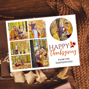 Cartes Pour Fêtes Annuelles Floral Fall Moderne Bon thanksgiving photo de fami
