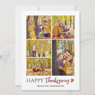 Cartes Pour Fêtes Annuelles Floral Fall Moderne Bon thanksgiving photo de fami