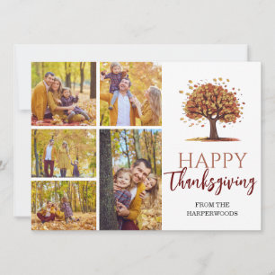 Cartes Pour Fêtes Annuelles Floral Fall Moderne Bon thanksgiving photo de fami