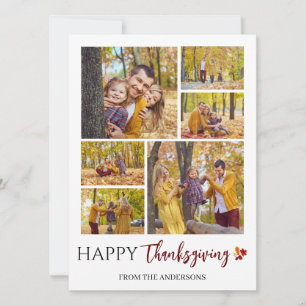 Cartes Pour Fêtes Annuelles Floral Fall Moderne Bon thanksgiving photo de fami