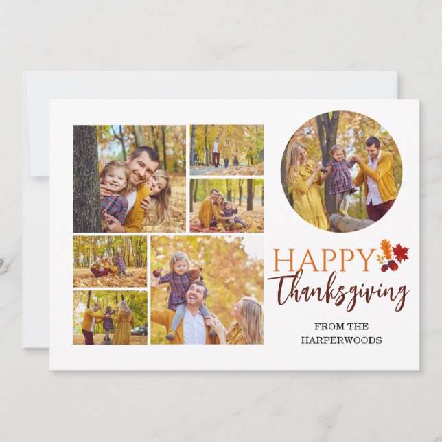 Cartes Pour Fêtes Annuelles Floral Fall Moderne Bon thanksgiving photo de fami (Devant)