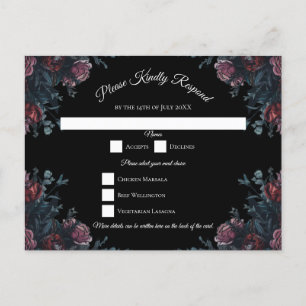 Cartes Pour Fêtes Annuelles Floral foncé Mariage gothique noir élégant