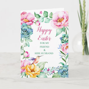 Cartes Pour Fêtes Annuelles Floral Happy Easter Friend et son mari