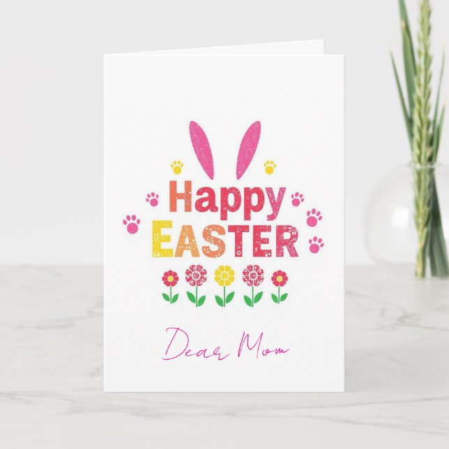 Cartes Pour Fêtes Annuelles Floral Happy Easter Mom Holiday Card (Devant)