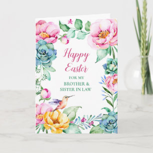 Cartes Pour Fêtes Annuelles Floral Happy Pâques frère et soeur en droit