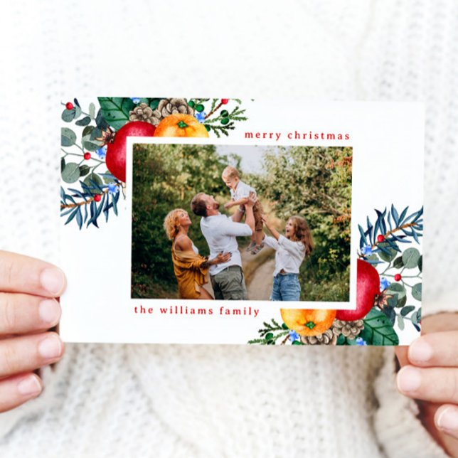 Cartes Pour Fêtes Annuelles Floral Joyeux Noël Photo de voeux (Créateur téléchargé)