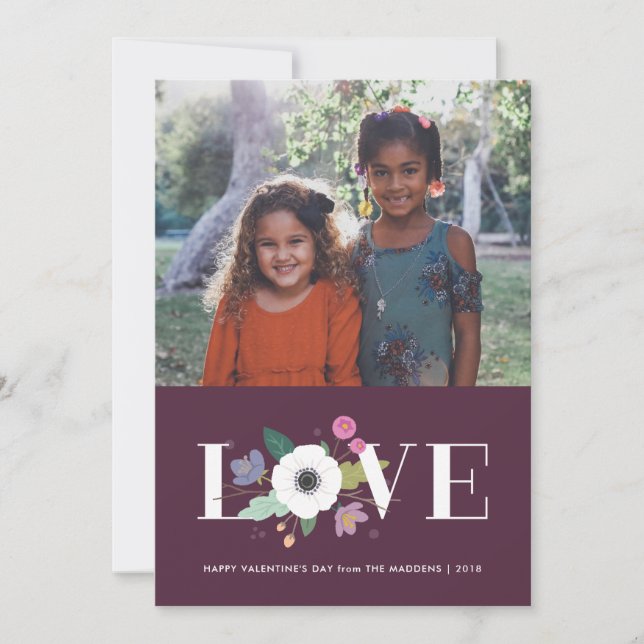 Cartes Pour Fêtes Annuelles Floral Love Valentine's Day Card - Plum (Devant)