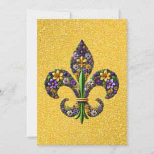 Cartes Pour Fêtes Annuelles Floral Mardi Gras fleur de lis