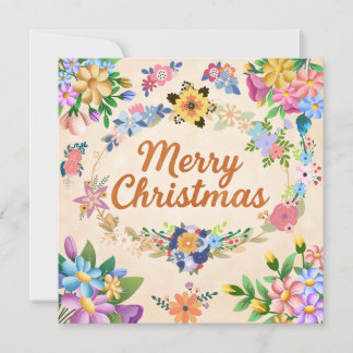 Cartes Pour Fêtes Annuelles Floral Merry Christmas Wreath