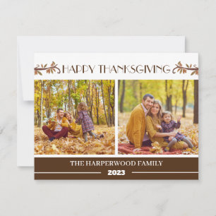 Cartes Pour Fêtes Annuelles Floral moderne Thanksgiving Photo de famille Colla