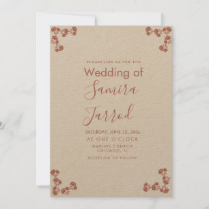 Cartes Pour Fêtes Annuelles Floral Motif Botanique Saumon Mariage Kraft