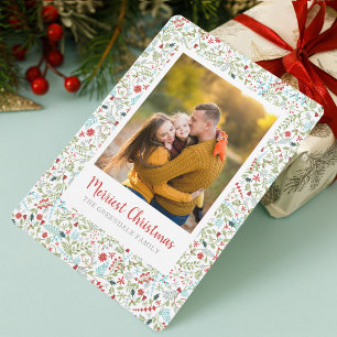 Cartes Pour Fêtes Annuelles Floral Noël Motif Photo