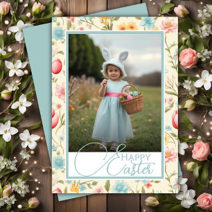 Cartes Pour Fêtes Annuelles Floral Pastels Joyeux Pâques Photo personnalisée