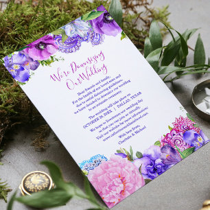 Cartes Pour Fêtes Annuelles Floral Purple Paisley Nous réduisons notre Mariage