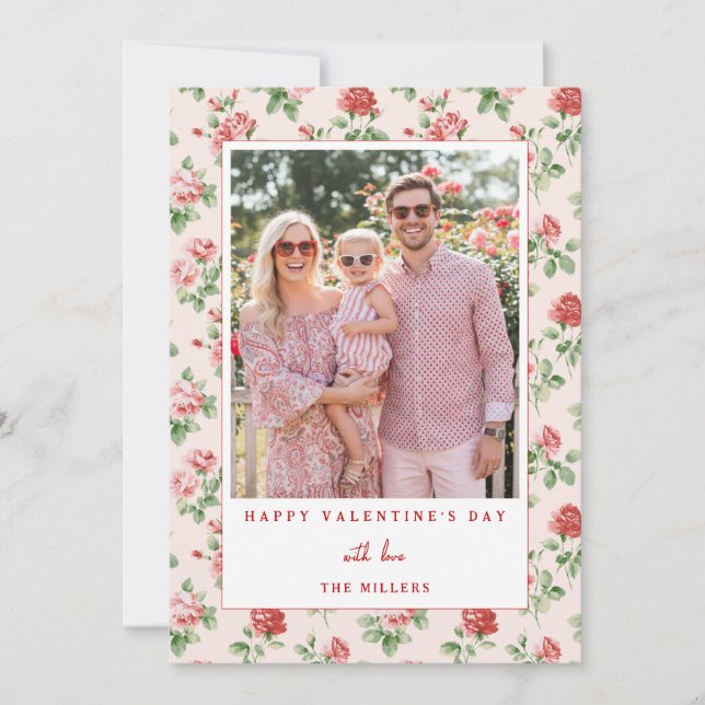 Cartes Pour Fêtes Annuelles Floral Red Rose Happy Valentine's Day Photo Card (Devant)