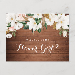 Cartes Pour Fêtes Annuelles Floral Rustique Magnolia Wood Serez-Vous Mon