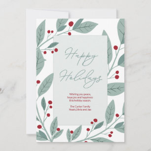 Cartes Pour Fêtes Annuelles Floral vert moderne Joyeuses vacances