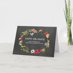 Cartes Pour Fêtes Annuelles Floral Wreath Brother & Soeur en droit Noël