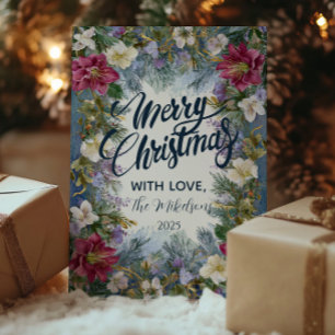Cartes Pour Fêtes Annuelles Flore bleu et violet de Noël
