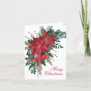 Cartes Pour Fêtes Annuelles Flore de Noël rouge et vert de Poinsettia
