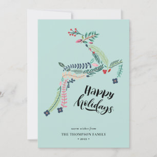 Cartes Pour Fêtes Annuelles Flore de rennes Poinsettia Pine Bough Happy