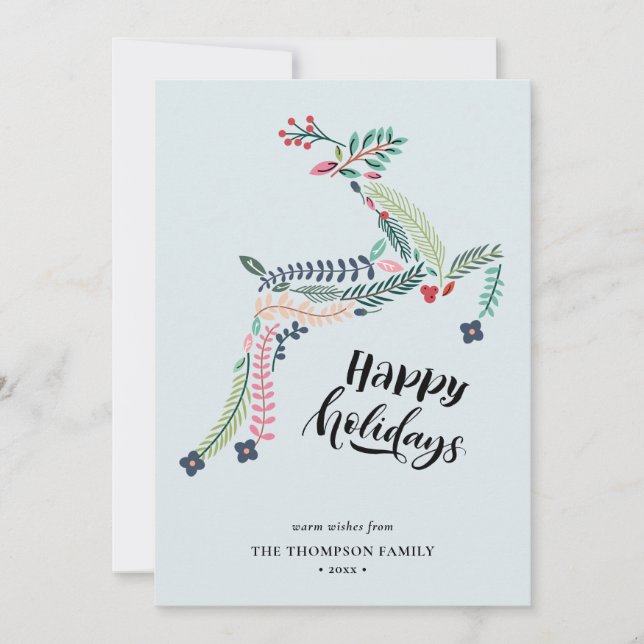 Cartes Pour Fêtes Annuelles Flore de rennes | Poinsettia Pine Bough Happy (Devant)