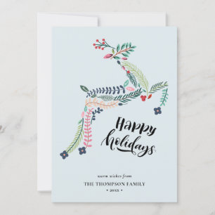 Cartes Pour Fêtes Annuelles Flore de rennes   Poinsettia Pine Bough Happy