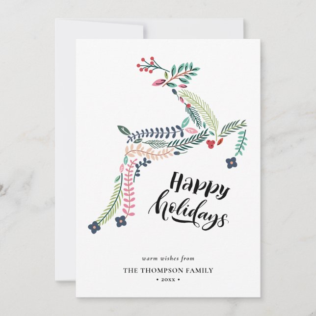 Cartes Pour Fêtes Annuelles Flore de rennes | Poinsettia Pine Bough Happy (Devant)