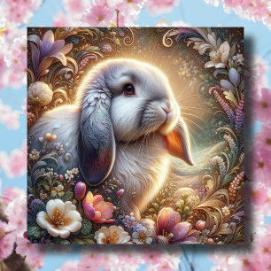 Cartes Pour Fêtes Annuelles Flore Pastel Printemps Lop Bunny Earl