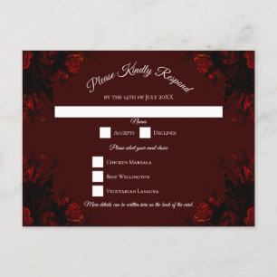 Cartes Pour Fêtes Annuelles Flore rouge profond Élégant Mariage gothique
