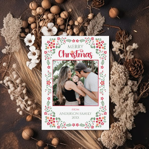 Cartes Pour Fêtes Annuelles Flore verdure Élégant Un Noël Photo