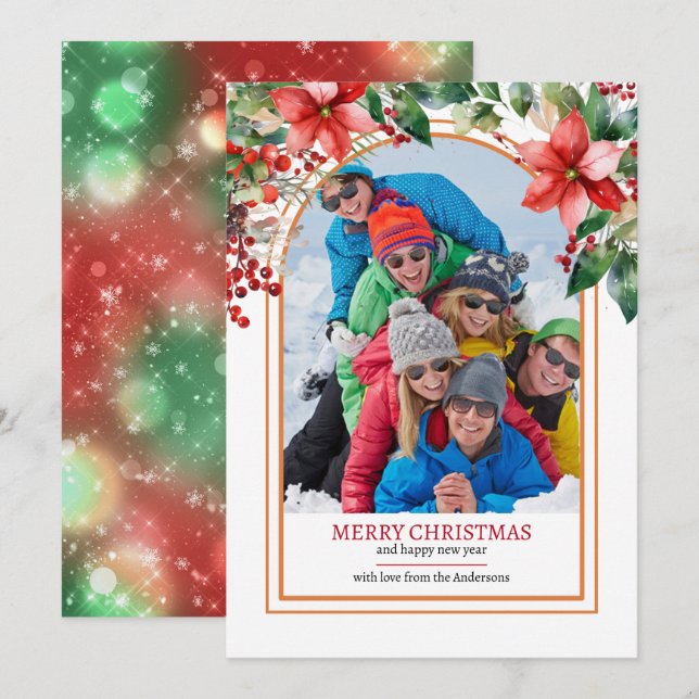 Cartes Pour Fêtes Annuelles Flore verte Créez votre propre photo personnalisée (Devant / Derrière)