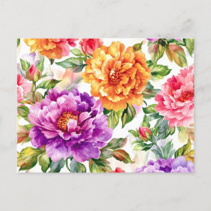 Cartes Pour Fêtes Annuelles Flores d'aquarelle à fleurs vintages