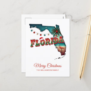 Cartes Pour Fêtes Annuelles Floride Christmas State Map Illustration Holida