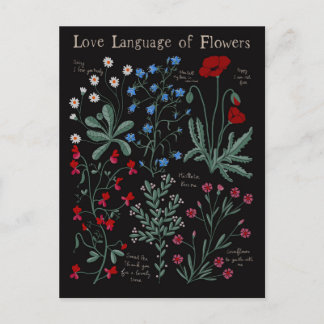 Cartes Pour Fêtes Annuelles Floriographe Amour langue des fleurs botanique
