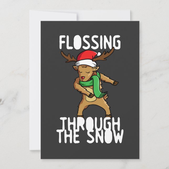 Cartes Pour Fêtes Annuelles Flossing à travers la neige Rudolph Reindeer Noël (Devant)