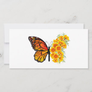 Cartes Pour Fêtes Annuelles Flower Butterfly with Yellow California Poppy