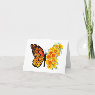 Cartes Pour Fêtes Annuelles Flower Butterfly with Yellow California Poppy
