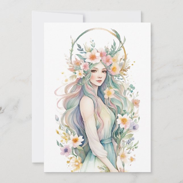 Cartes Pour Fêtes Annuelles Flower Goddess Ostara Spring Equinox Sabbat (Devant)