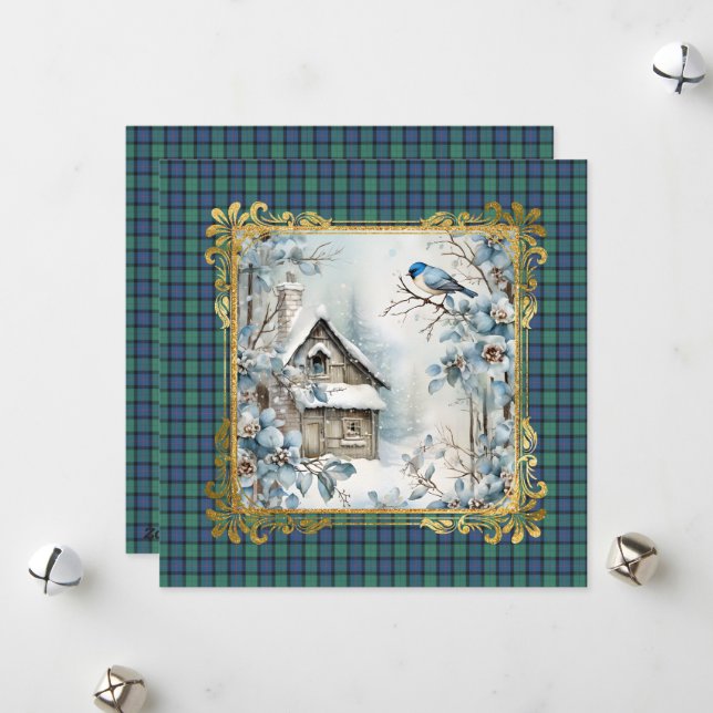 Cartes Pour Fêtes Annuelles Flower of Scotland Scottish Tartan Christmas (Devant/Arrière en situation)