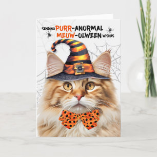 Cartes Pour Fêtes Annuelles Fluffy Orange Tabby Cat PURRanormal MEOWolween
