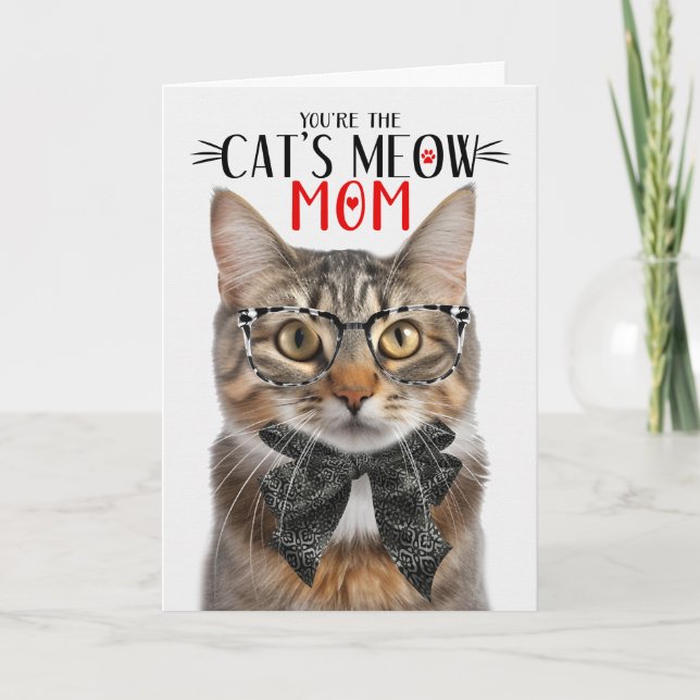Cartes Pour Fêtes Annuelles Fluffy Tabby Chat pour maman pour la fête des mère (Devant)