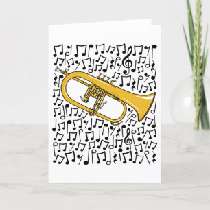 Cartes Pour Fêtes Annuelles Flugelhorn Notes musicales Hornist Brass Musicien