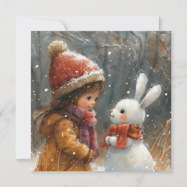 Cartes Pour Fêtes Annuelles Flurry Friends : Frolicking Bunnies ❄️ Digital (Devant)