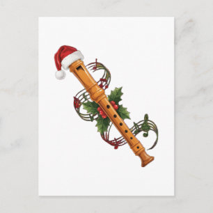 Cartes Pour Fêtes Annuelles Flûte Instrument Enregistreur Chapeau de Père Noël