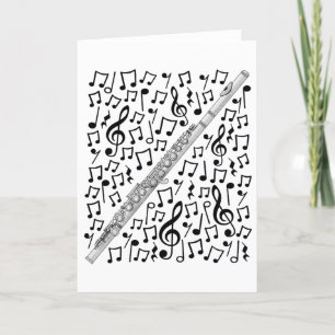 Cartes Pour Fêtes Annuelles Flûte Notes musicales Flutist Woodwind Music Teach