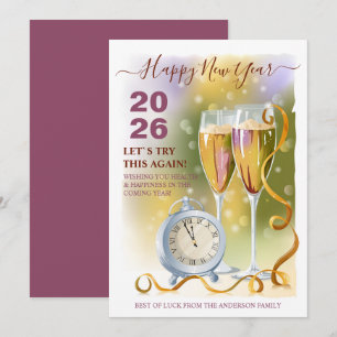 Cartes Pour Fêtes Annuelles Flûtes à Champagne Bonne Année 2026 Message