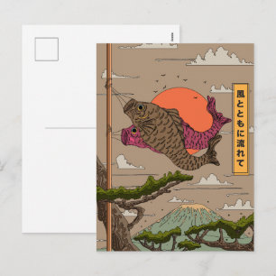 Cartes Pour Fêtes Annuelles Flux avec le Vent Koinobori